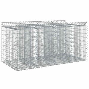 vidaXL Letto rialzato in gabbione 2 pz 200 x 100 x 100 cm Argento