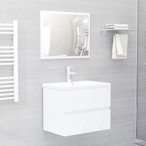 vidaXL Set Mobili da Bagno Bianco in Legno Multistrato