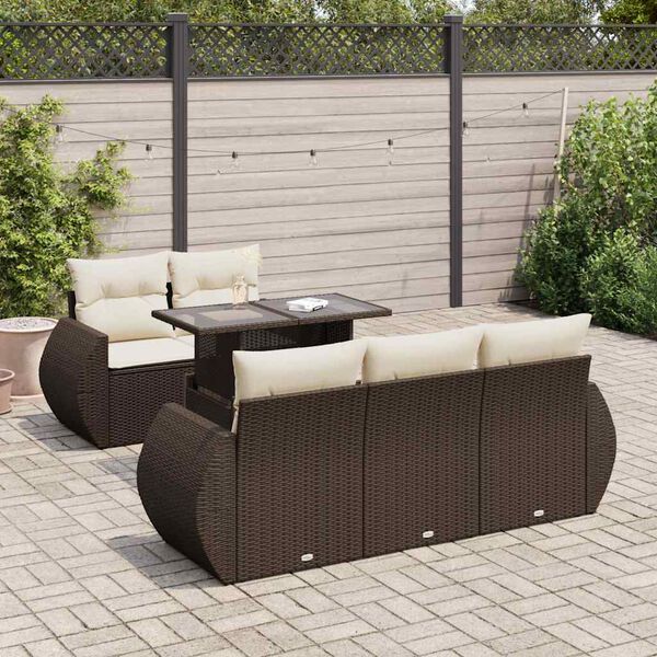 vidaXL Set Divano da Giardino 6 pz con Cuscini Marrone in Polyrattan