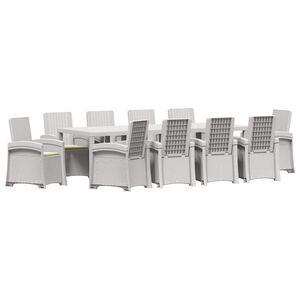 vidaXL Set da Pranzo per Giardino 11 pz Bianco e Crema PP