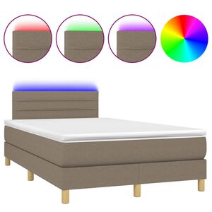 vidaXL Letto a Molle con Materasso e LED Tortora 120x200cm in Tessuto