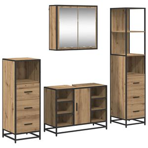 vidaXL Set di mobili per il bagno 4 pz Rovere artigianale