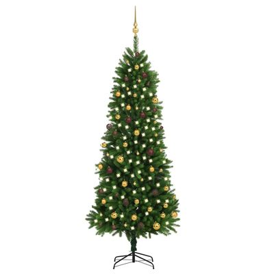 vidaXL Albero di Natale Preilluminato con Palline 240 cm Verde