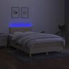 vidaXL Letto a Molle con Materasso e LED Crema 120x190 cm in Tessuto