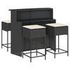 vidaXL Set Bar da Giardino 5 pz con Cuscini in Polyrattan Nero