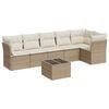 vidaXL Set Divani da Giardino 7 pz con Cuscini Beige in Polyrattan