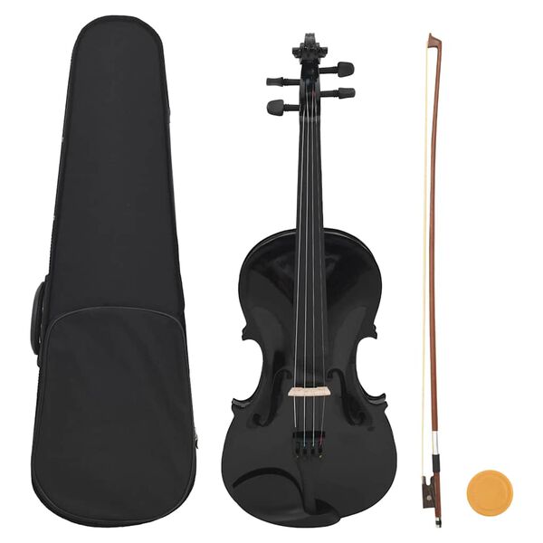 vidaXL Set Completo Violino con Arco e Mentoniera Nero 4/4