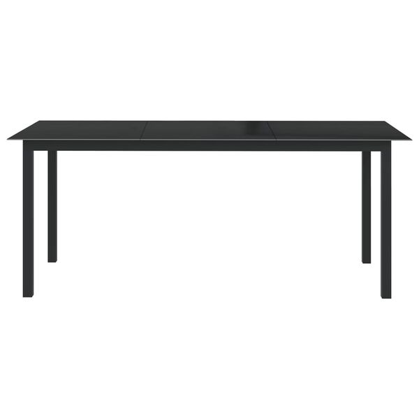 vidaXL Tavolo da Giardino Nero 190x90x74 cm in Alluminio e Vetro