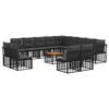 vidaXL Set di divani da esterno 14 pcs Nero e Grigio scuro Poliestere