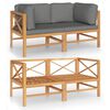 vidaXL Divano da Giardino 2 Posti Cuscini Grigi Legno Massello di Teak