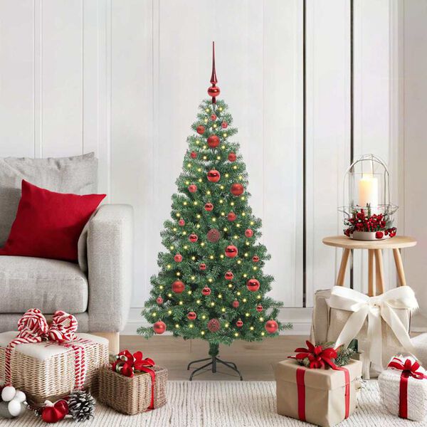 vidaXL Albero di Natale con 150 LED con supporto Verde 120 cm PVC