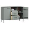 vidaXL Credenza Gambe Metallo Grigio 113x40x77 cm Legno Massello OSLO