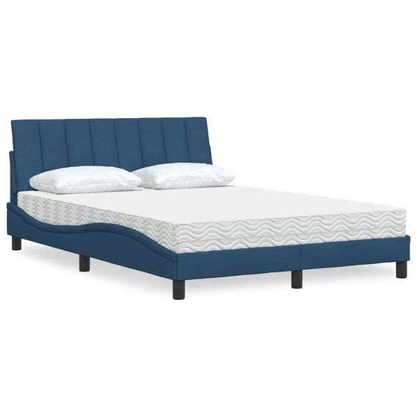 vidaXL Letto con Materasso Hanko Blu 120x200 cm in Tessuto