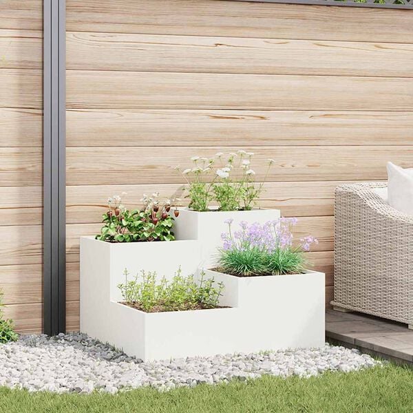 vidaXL Vaso da giardino Bianco 100 x 100 x 60 cm Acciaio