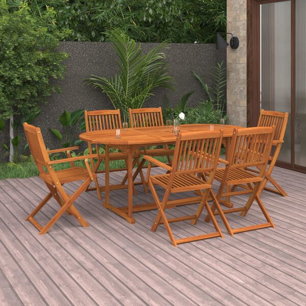 vidaXL Set da Pranzo da Giardino 7pz 180x90x75cm Legno Massello Acacia