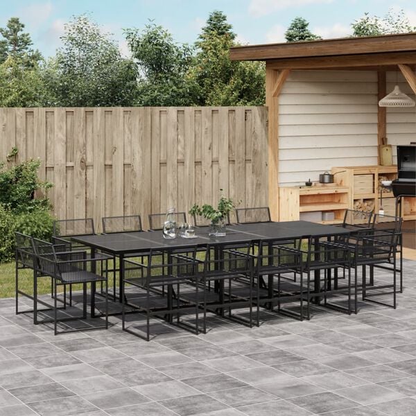 vidaXL Set da Pranzo da Giardino 15 pz Nero in Polyrattan