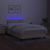 vidaXL Letto a Molle con Materasso e LED Crema 120x190 cm in Tessuto
