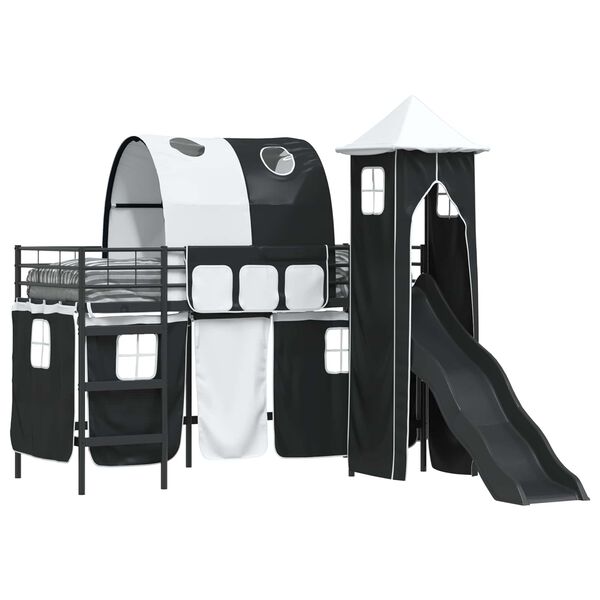 vidaXL Struttura del letto loft per bambini Nero 100 x 190 cm Metallo