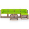 vidaXL Set Divani da Giardino 6 pz con Cuscini Verde Brillante