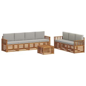 vidaXL Set divani con cuscino 8 pcs Grigio Naturale e Chiaro