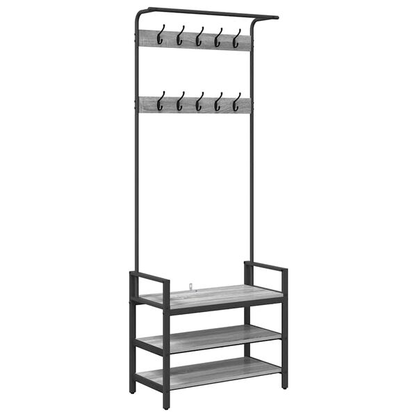 vidaXL Appendiabiti Grigio Sonoma 75 x 34 x 184 cm Legno multistrato