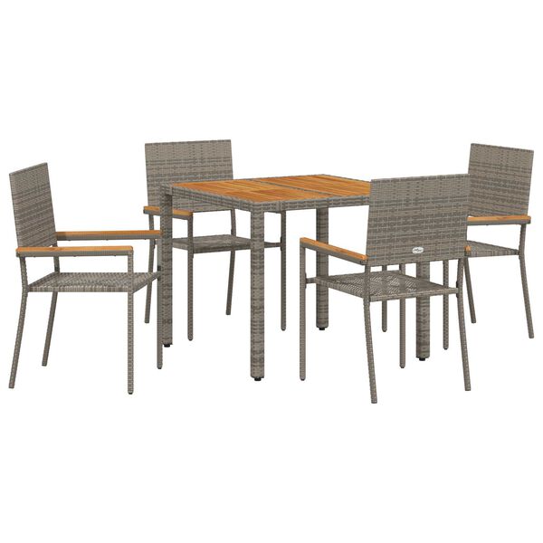 vidaXL Set da Pranzo per Giardino 5 pcs Grigio polyrattan