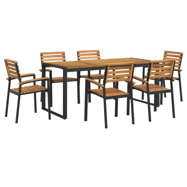 vidaXL Set Pranzo da Giardino 7 pz Legno Massello di Acacia e Metallo
