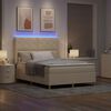 vidaXL Letto a molle con materasso con led Crema 160 x 200 cm Tessuto