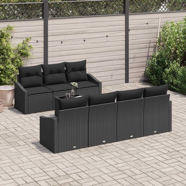 vidaXL Set di divani con cuscino con cuscino 8 pcs Nero polyrattan