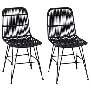 vidaXL Sedia da pranzo 2 pz Rattan e acciaio Nero 41 x 55 x 85 cm