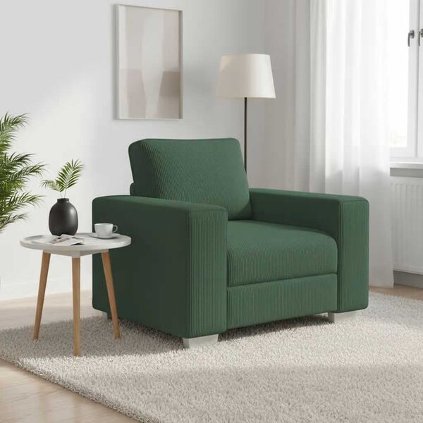 vidaXL Divano Sedia Verde Scuro 100x77x82 cm Tessuto di Velluto a Coste