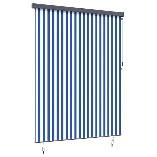 vidaXL Tenda a rullo Blu e Bianco 200 x 250 cm Tessuto e Alluminio