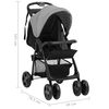 vidaXL Passeggino 3 in 1 Grigio Chiaro e Nero in Acciaio