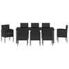 vidaXL Set da Pranzo per Giardino con cuscino 9 pcs Nero polyrattan