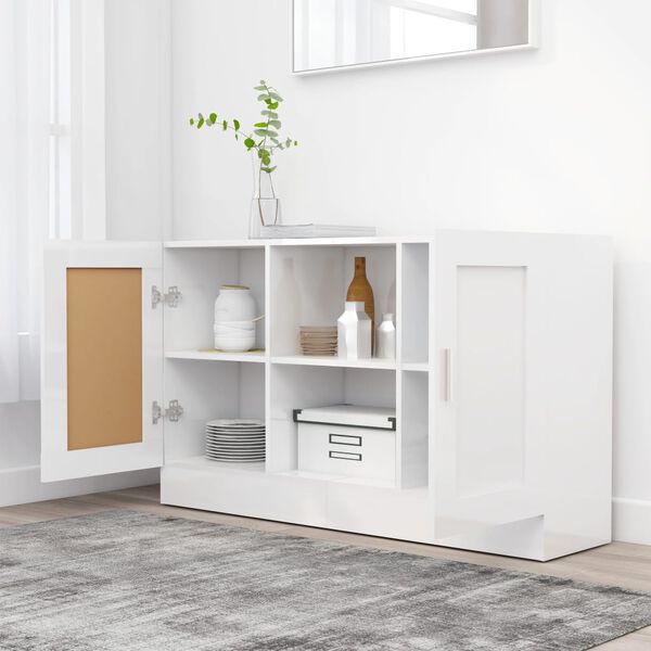 vidaXL Credenza Bianco Lucido 120x30,5x70 cm in Legno Multistrato