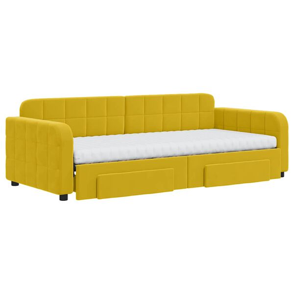 vidaXL Divano Letto Estraibile con Cassetti Giallo 90x200cm in Velluto
