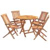 vidaXL Set bistro da giardino pieghevole da 5 pezzi Naturale