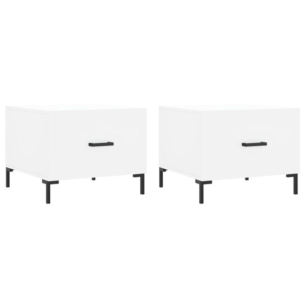 vidaXL Tavolini da Salotto 2 pz Bianchi 50x50x40 cm Legno Multistrato