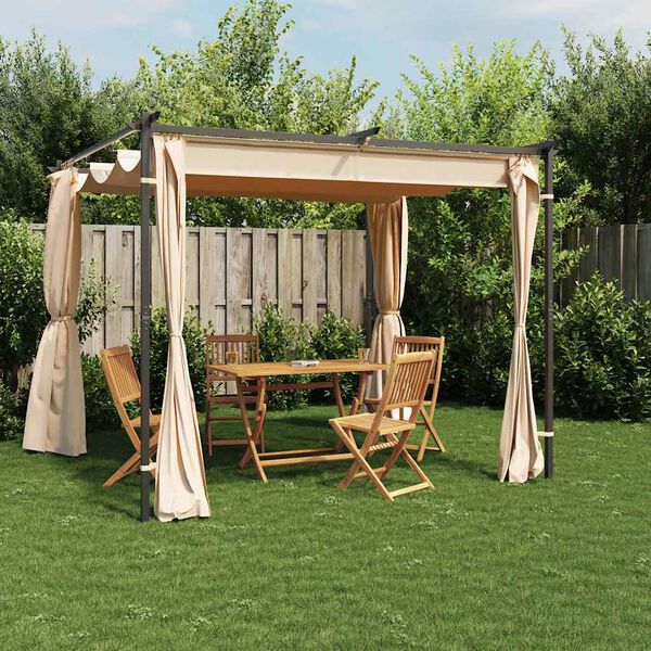 vidaXL Gazebo con Tende 3x3 m Crema in Acciaio