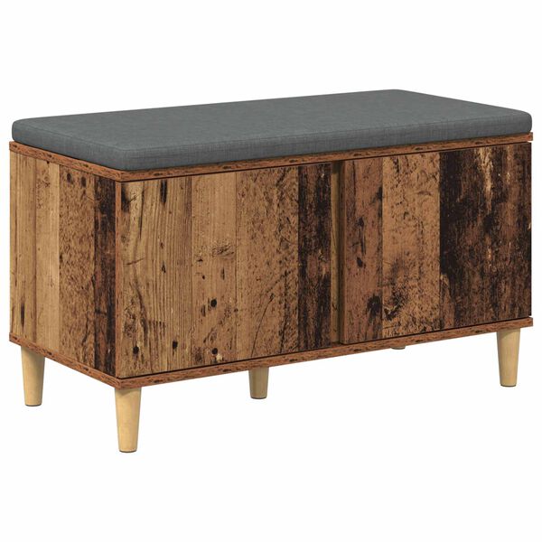 vidaXL Panca per ingresso con cuscino Legno vecchio 60 x 38 x 46 cm
