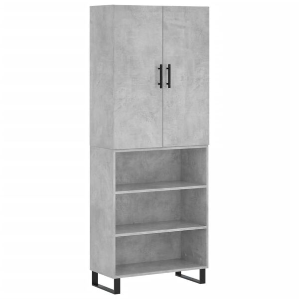 vidaXL Credenza Grigio Cemento 69,5x34x180 cm in Legno Multistrato