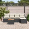 vidaXL Set Divano da Giardino con cuscino 6 pcs Nero Poly Rattan