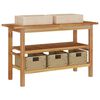 vidaXL Mobile Vanit&agrave; Bagno e Lavandini Marmo Crema Legno Massello Teak