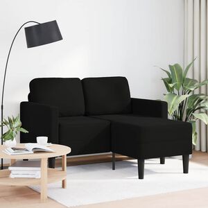 vidaXL Divano 2 Posti con Chaise longue a L Nera 125 cm in Tessuto
