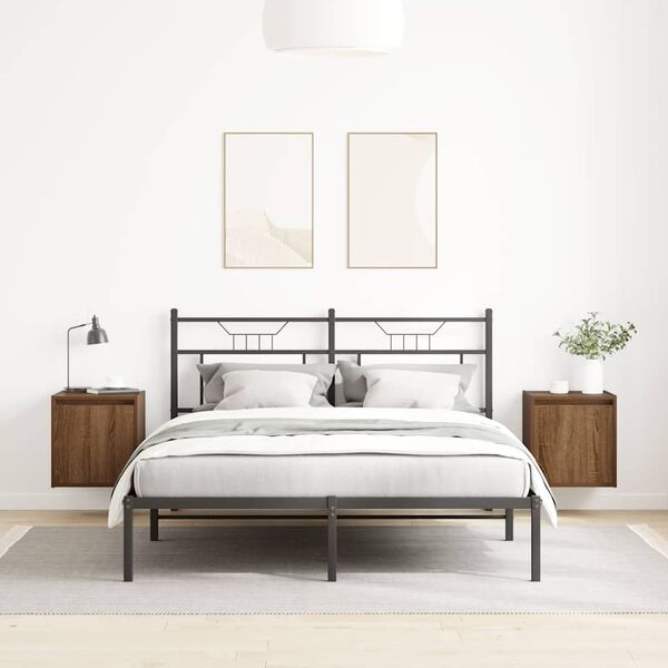 vidaXL Comodini a Muro 2 pz Rovere Marrone 38x34x40 cm