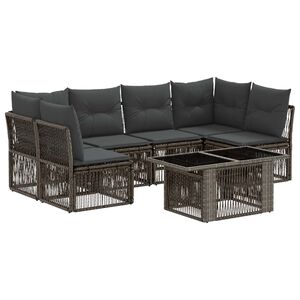 vidaXL Set Divano da Giardino 7 pz Grigio polyrattan
