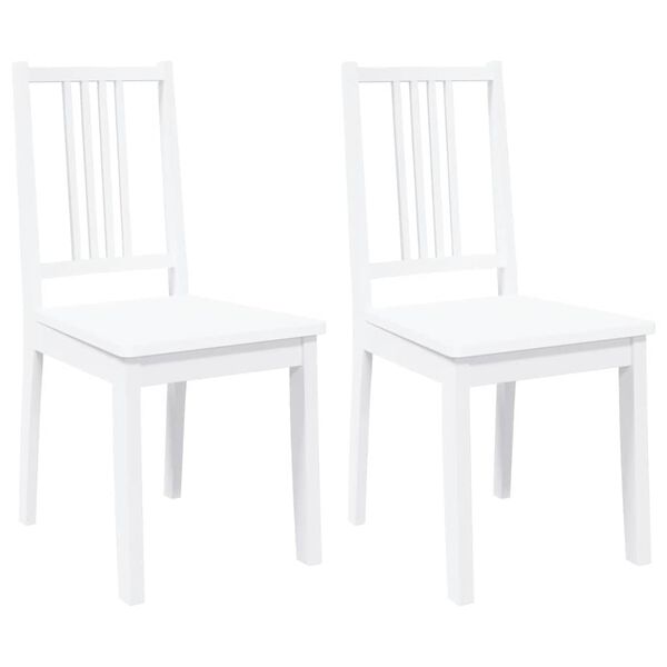 vidaXL Sedie da Pranzo 2 pz Bianche in Legno Massello di Hevea