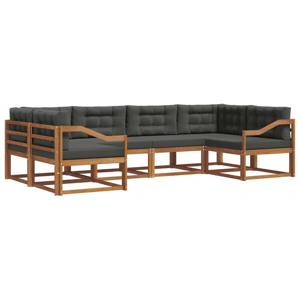 vidaXL Set di divani da esterno con cuscino 6 pcs Naturale e Antracite