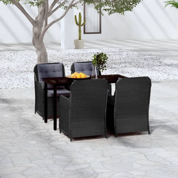 vidaXL Set da Pranzo da Giardino 5 pz Nero