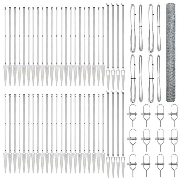 vidaXL Palo della recinzione Argento 100 x 1,5 m (rete da 36 mm)